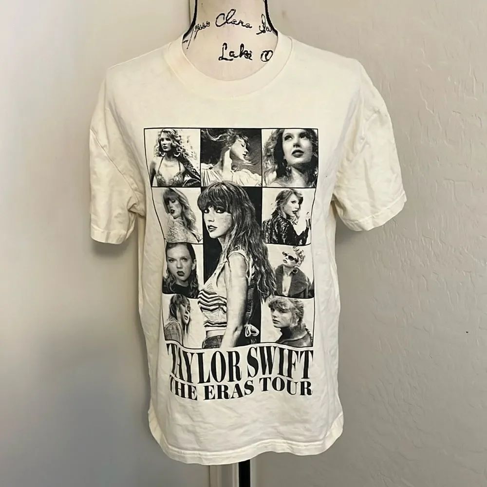 Taylor Swift The Eras Tour Cream Graphic Shirt Music Concert Festival Casual